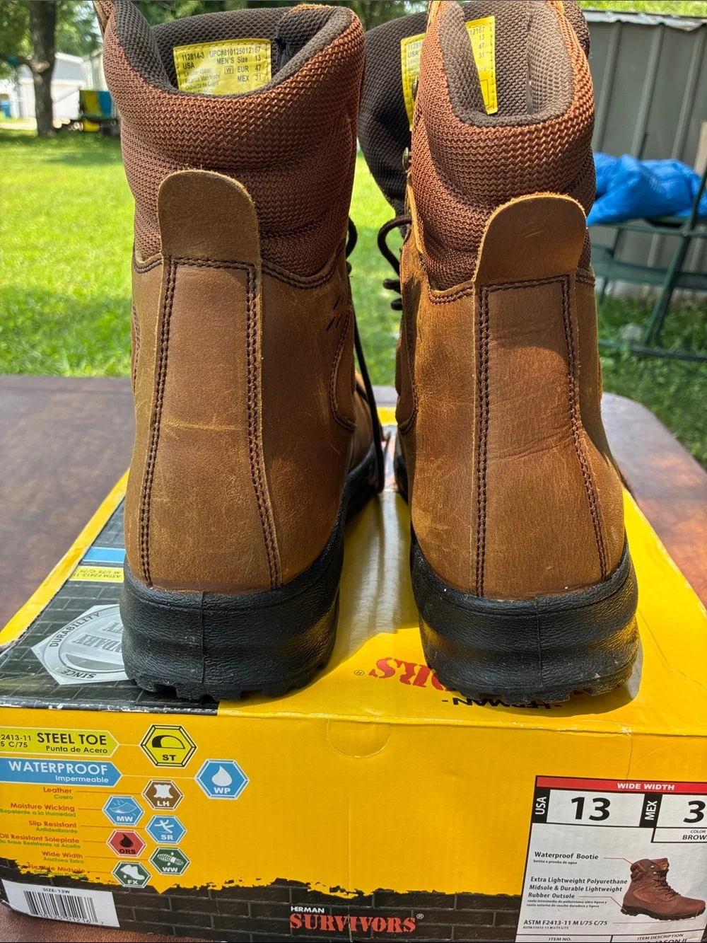 Waterproof Brown Men's Boat-Style Work Boots
